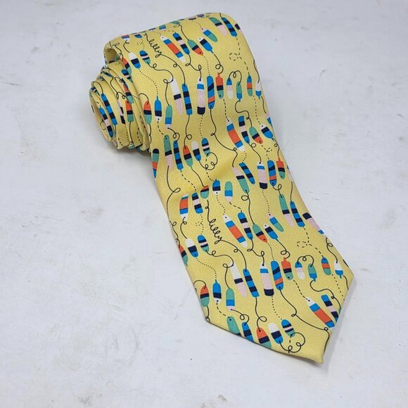 Lilly Pulitzer 100% Silk Men's Stuff Yellow Patterned Neck Tie - Picture 1 of 4